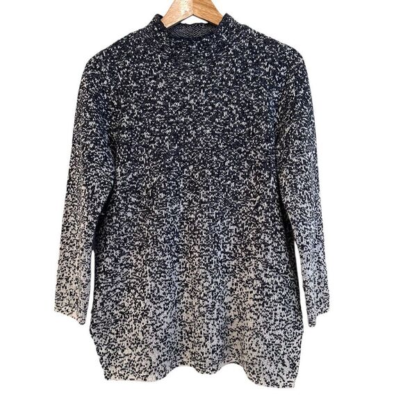 J. Jill Pure Jill Sweater Tunic Charcoal White Knit Ombre Mock Neck Small - Picture 1 of 6